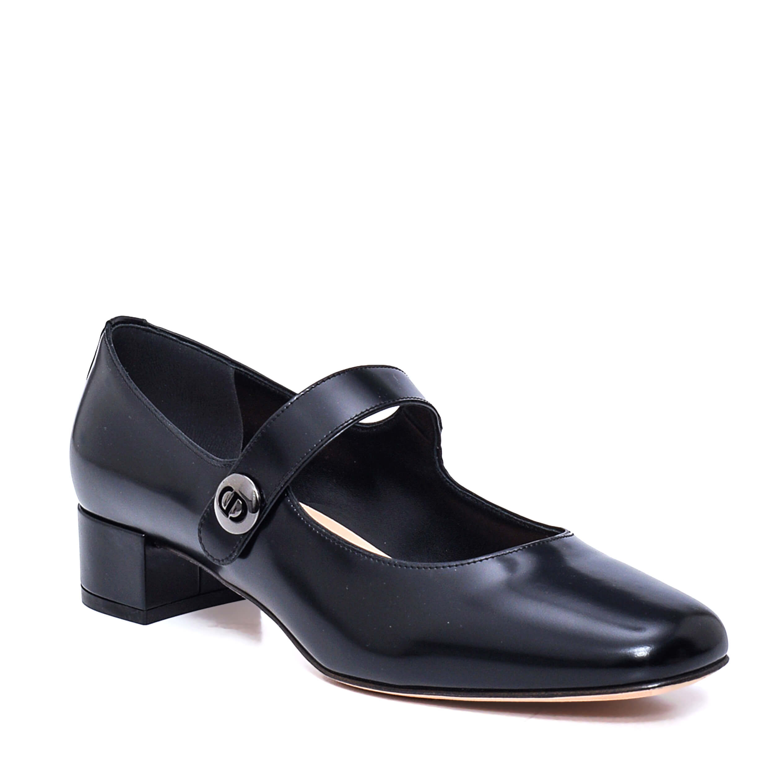 Christian Dior - Black Brushed Calfskin Doll Mary Jane Pump / 38.5